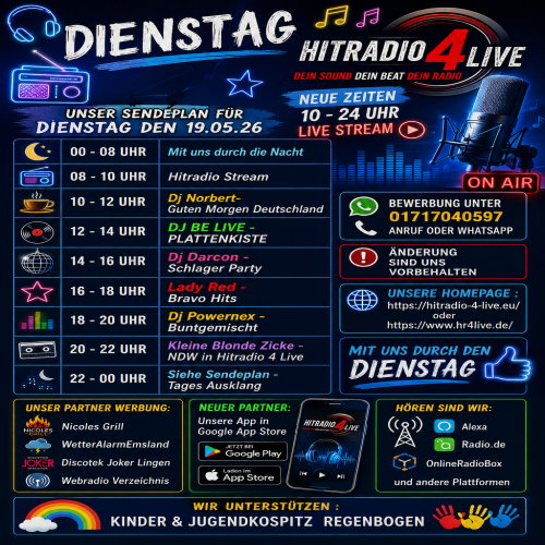 Sendeplan – Hitradio 4 Live
